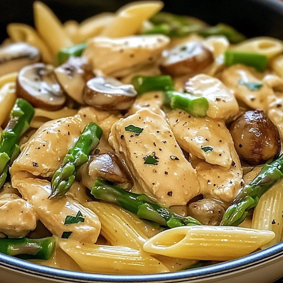 Creamy Mushroom and Asparagus Chicken Penne