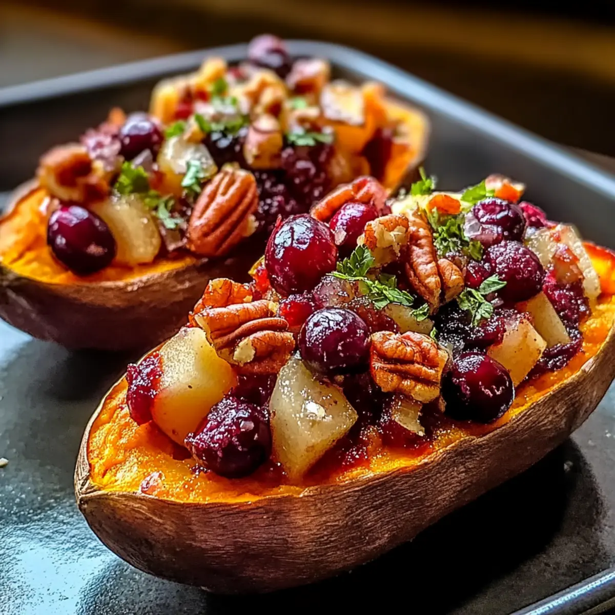 Cranberry Apple Twice Baked Sweet Potatoes