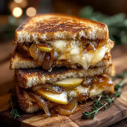 Pear & Apple Grilled Cheese W/ Caramelized Onions