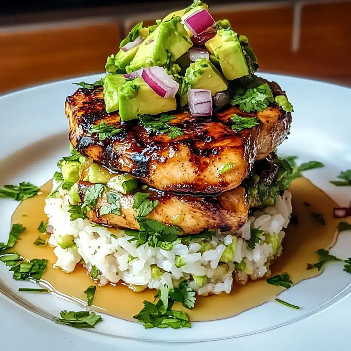 Honey Lime Chicken & Avocado Rice Stack