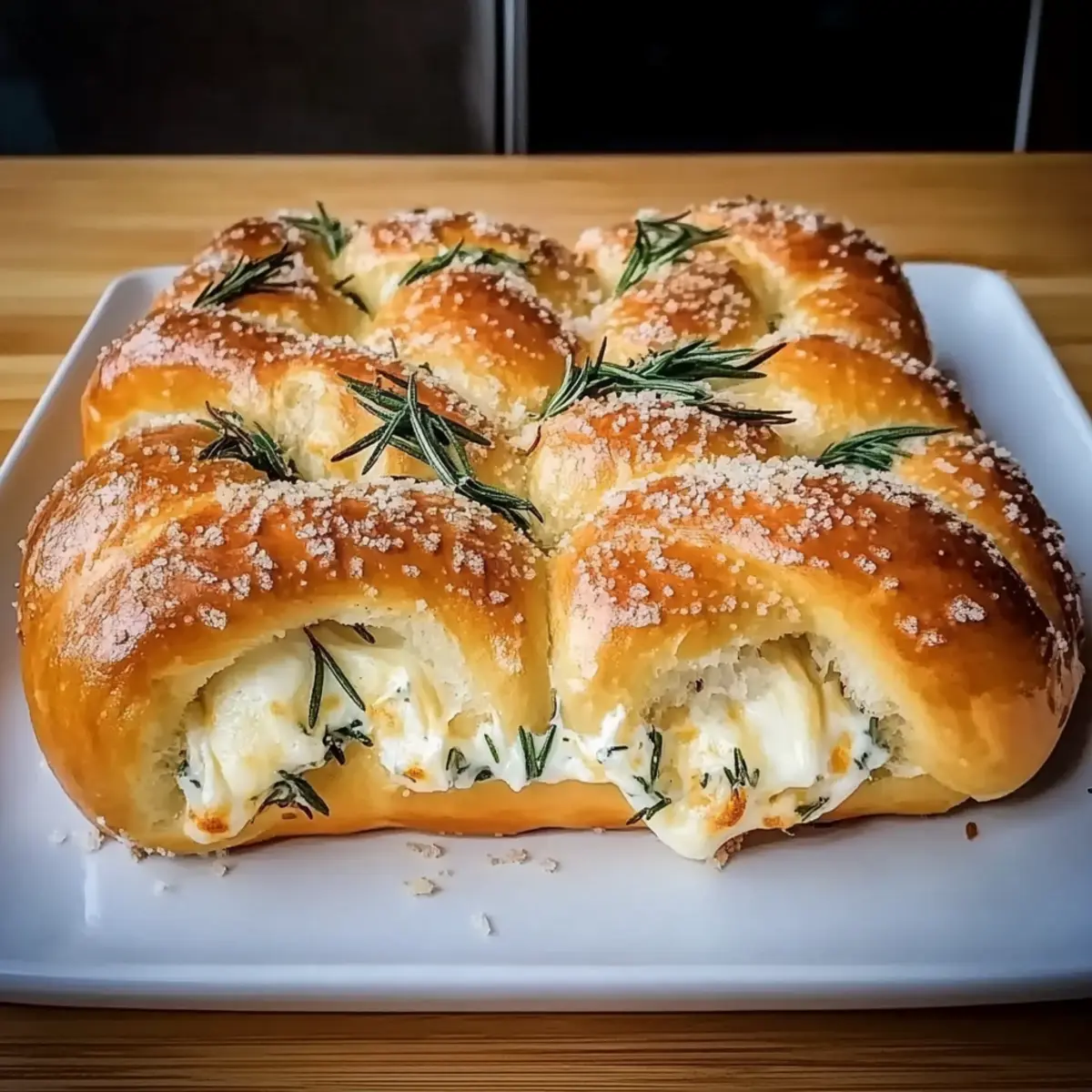 Mozzarella Stuffed Rosemary Parmesan Soft Pretzels