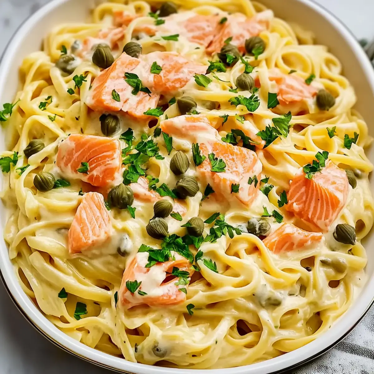 Healthier Smoked Salmon Linguine