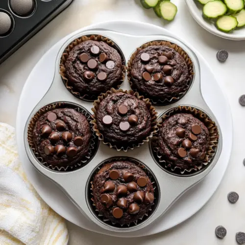 Healthy & Moist Chocolate Zucchini Muffins