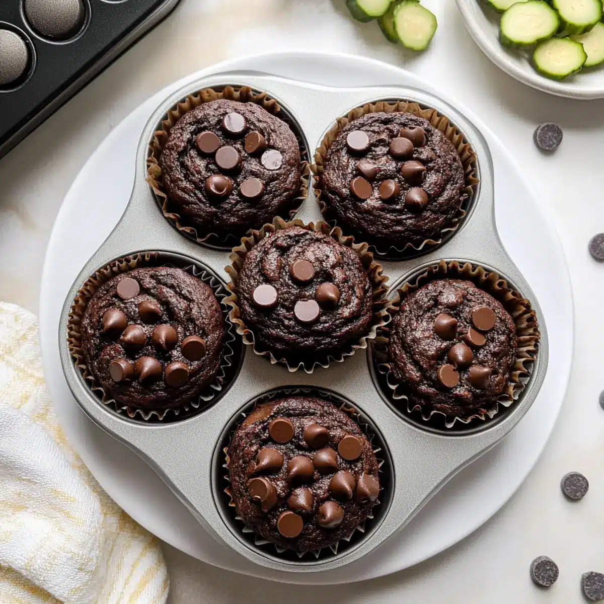 Healthy & Moist Chocolate Zucchini Muffins