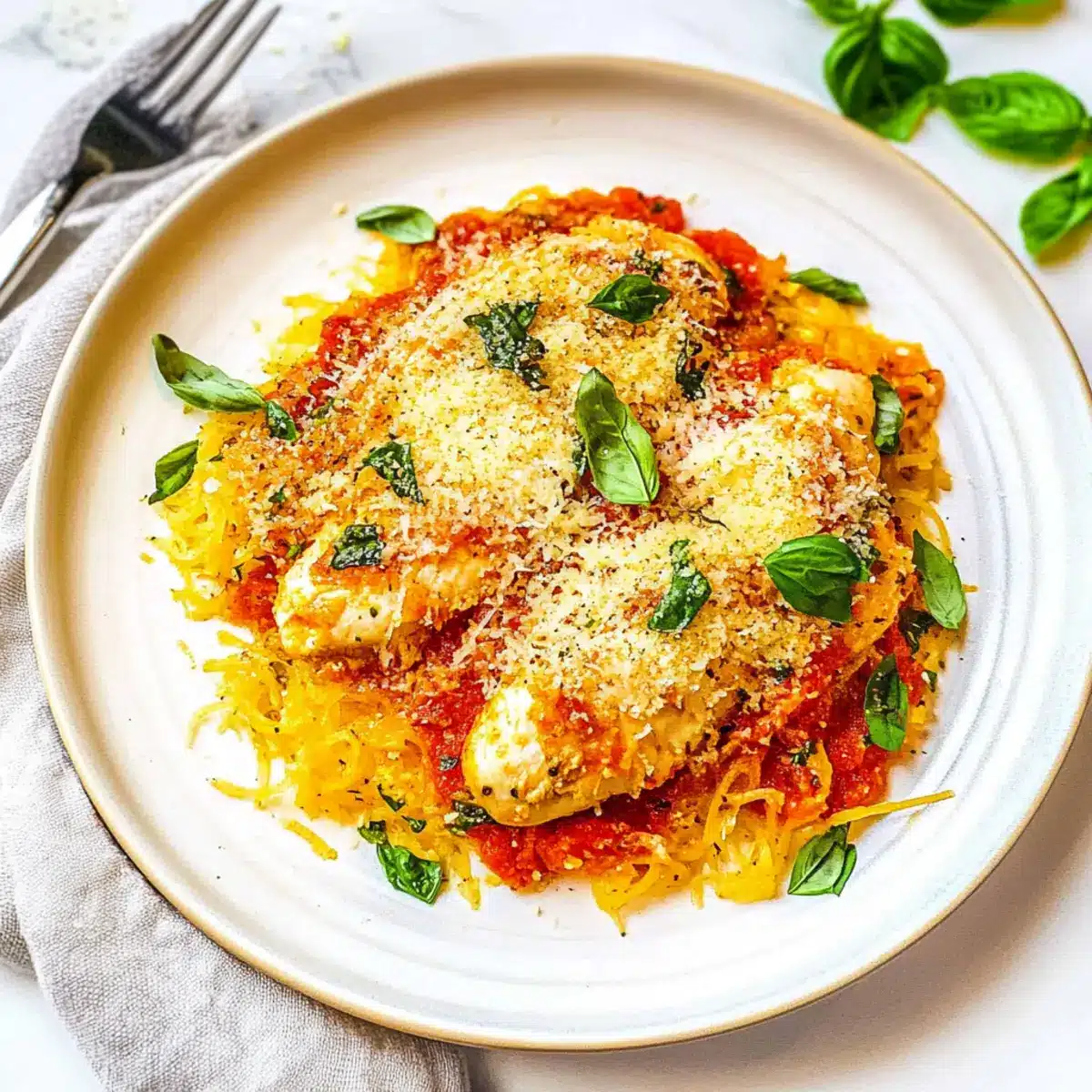Spaghetti Squash Chicken Parm
