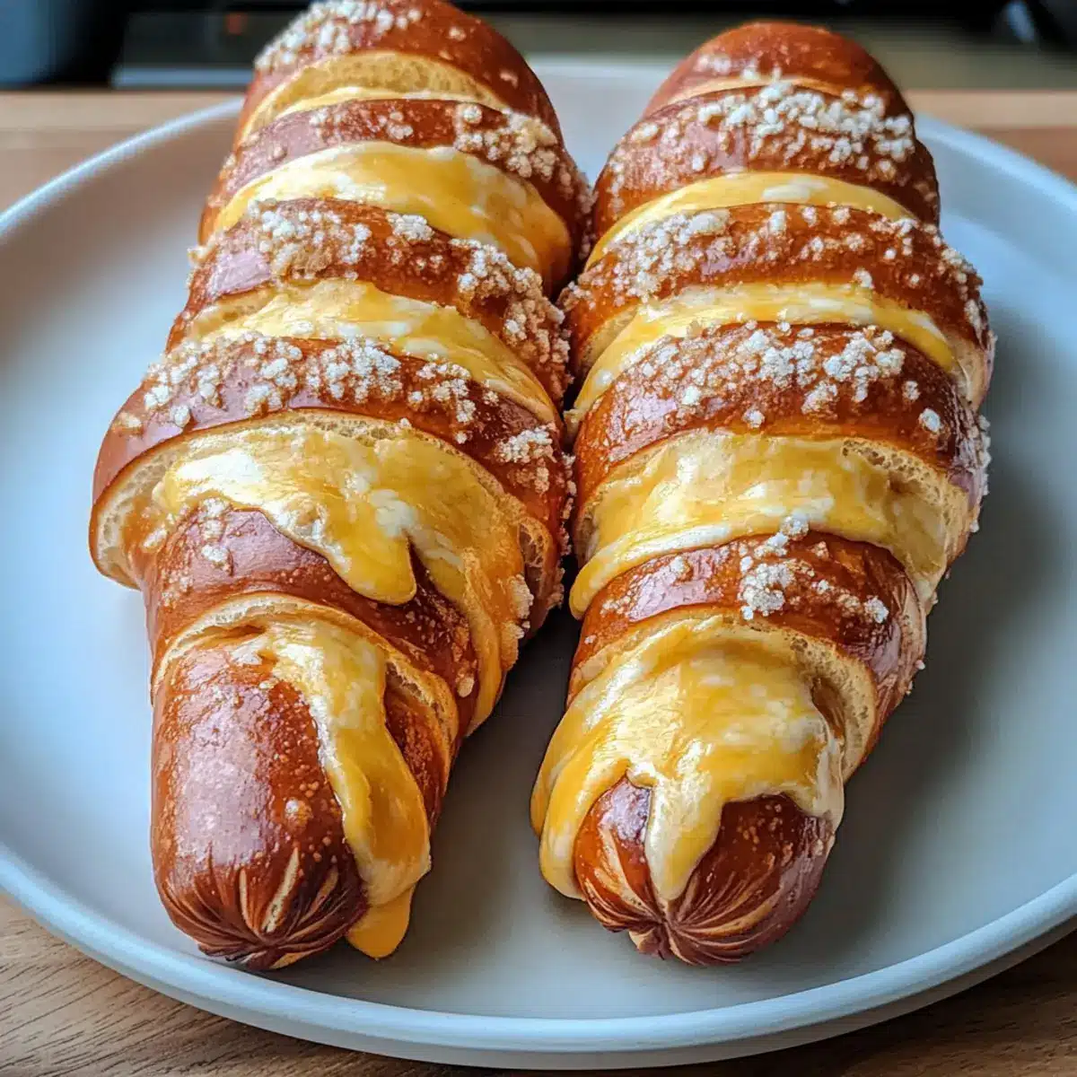 Soft Baked Cheesy Pretzel Dogs