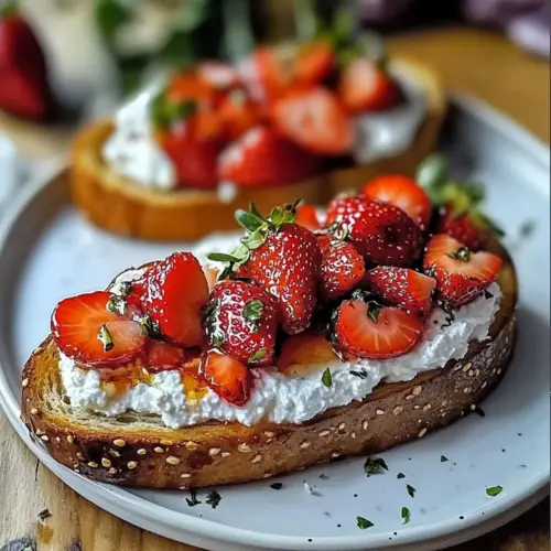 Roasted Strawberry Whipped Ricotta Toast