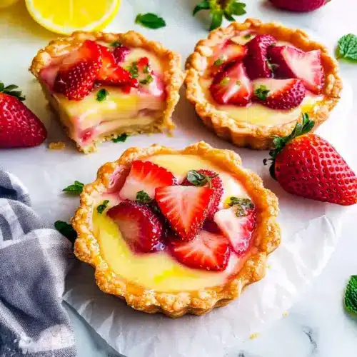 Strawberry Honey Custard Tarts with Lemon Curd