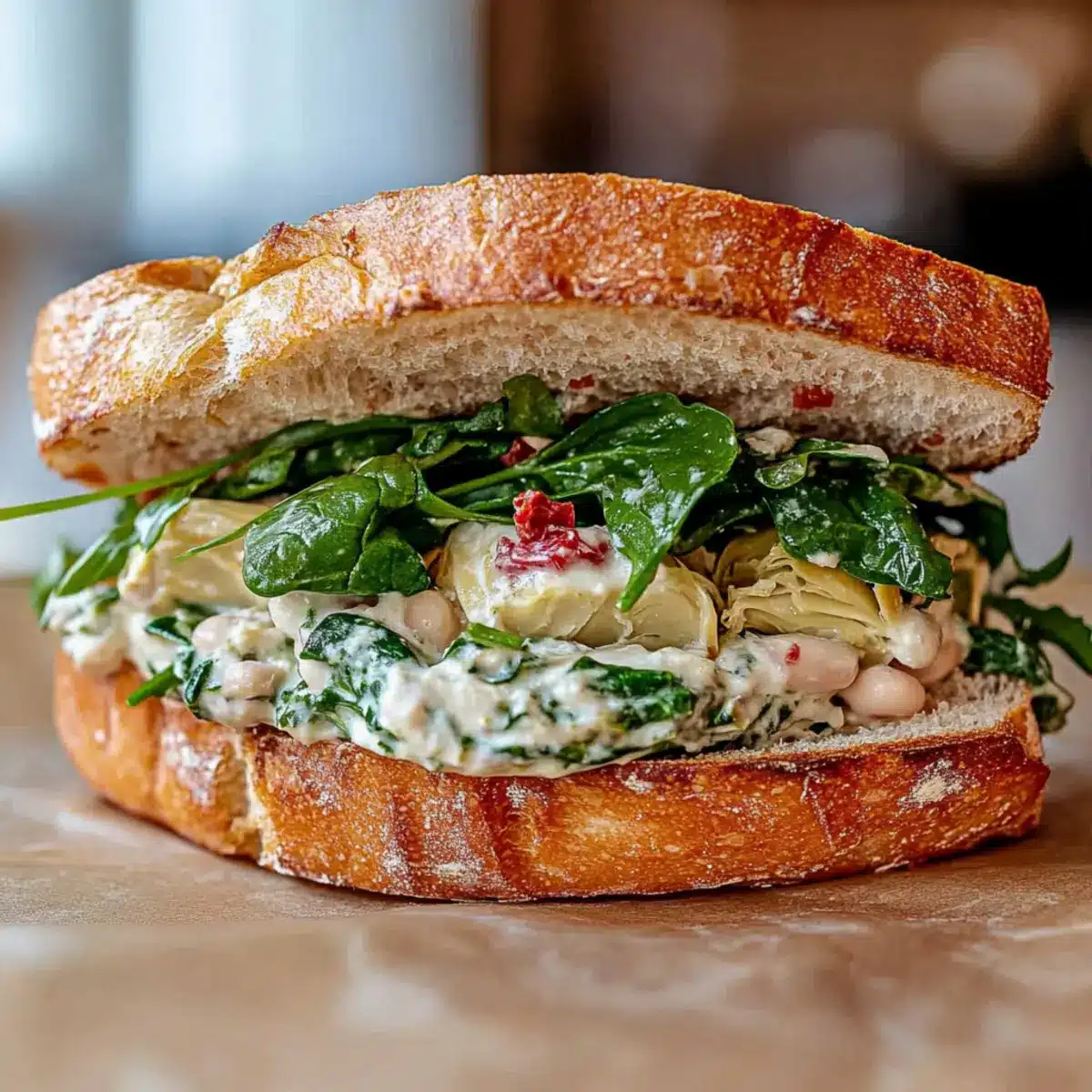 Spinach Artichoke White Bean Sandwich