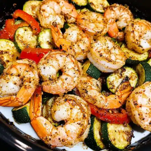 Air Fryer Shrimp Zucchini and Peppers