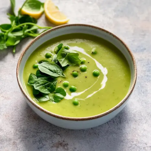 Fennel Soup with peas & lemon