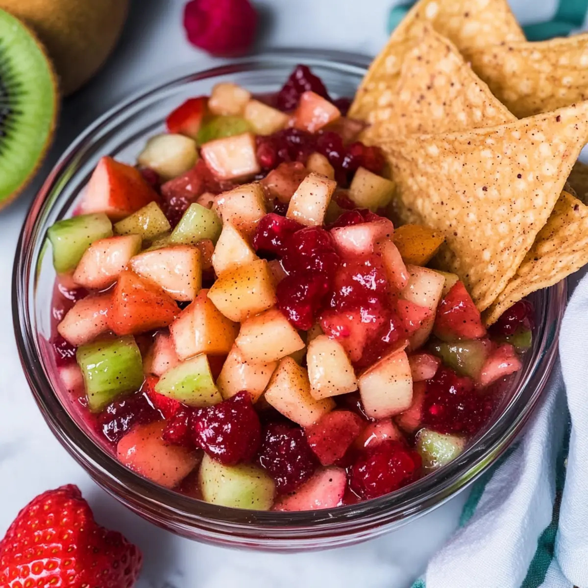 Fruit Salsa with Cinnamon Sugar Tortilla Chips